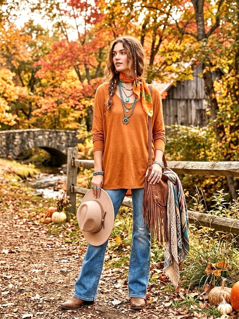 Fall rustic Copper summer knit boho sweater shabby chic cottagecore prairie vibe